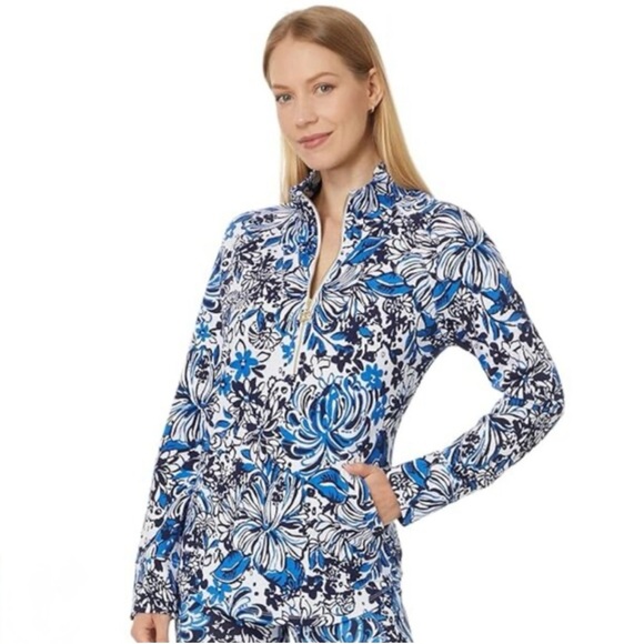 Lilly Pulitzer UPF 50+ Skipper Popover Low Tide Navy Pandarama M - Picture 10 of 12